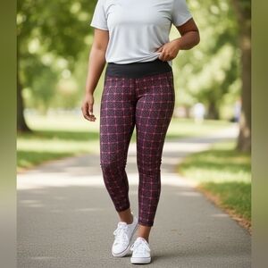 Catherine Malandrino Black and Pink Patterned Leggings